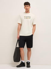 THE BEAR HOUSE Men's Embroidery Relaxed Fit T-Shirt (TSH-DREK-CR_Cream