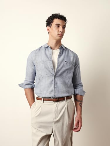 THE BEAR HOUSE Men’s Casual Shirt Modern Fit Everyday Wear Blue
