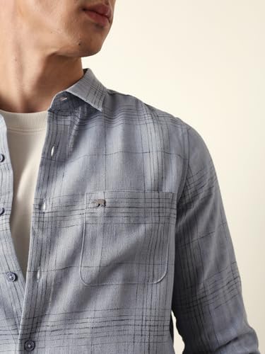 THE BEAR HOUSE Men’s Casual Shirt Modern Fit Everyday Wear Blue
