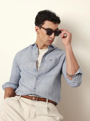 THE BEAR HOUSE Men’s Casual Shirt Modern Fit Everyday Wear Blue