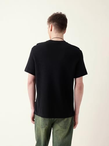 THE BEAR HOUSE Men's Black Half Sleeve Regular T-Shirt