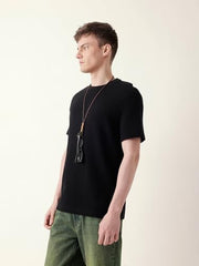 THE BEAR HOUSE Men's Black Half Sleeve Regular T-Shirt