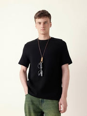 THE BEAR HOUSE Men's Black Half Sleeve Regular T-Shirt