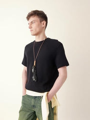 THE BEAR HOUSE Men's Black Half Sleeve Regular T-Shirt