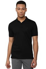 Allen Solly Men Black Solid Polo Neck T-Shirt