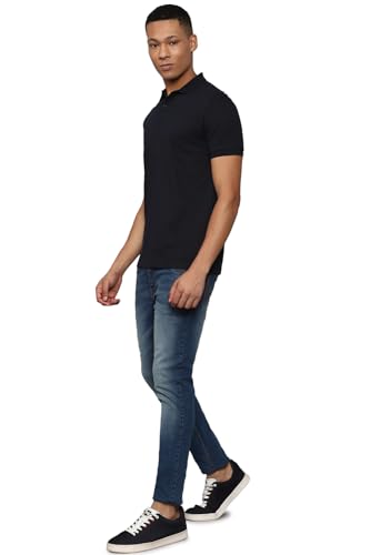 Allen Solly Men Black Solid Polo Neck T-Shirt