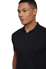 Allen Solly Men Black Solid Polo Neck T-Shirt
