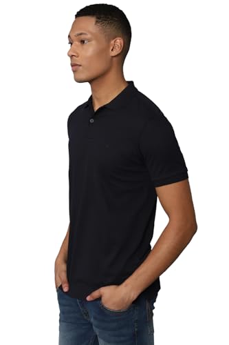 Allen Solly Men Black Solid Polo Neck T-Shirt