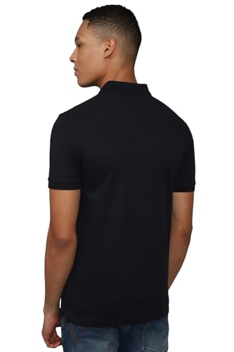 Allen Solly Men Black Solid Polo Neck T-Shirt