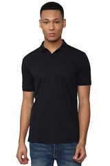 Allen Solly Men Black Solid Polo Neck T-Shirt