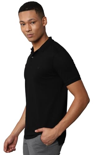Allen Solly Men Black Solid Polo Neck T-Shirt