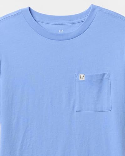 GAP Kids Boys Solid Relaxed fit Crew Neck t-Shirt with Short Sleeves,LtBlue,10Y - Goyalsons ShopMax
