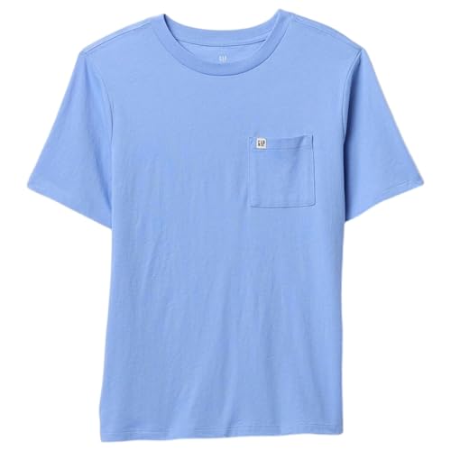 GAP Kids Boys Solid Relaxed fit Crew Neck t-Shirt with Short Sleeves,LtBlue,10Y - Goyalsons ShopMax