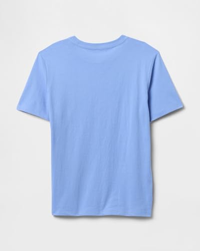 GAP Kids Boys Solid Relaxed fit Crew Neck t-Shirt with Short Sleeves,LtBlue,10Y - Goyalsons ShopMax