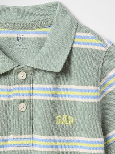 GAP Infants Striped Relaxed Fit Polo T-Shirt, Green, 5Y