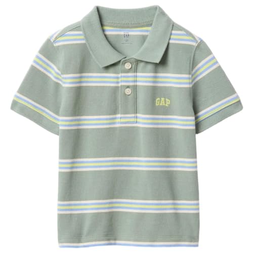 GAP Infants Striped Relaxed Fit Polo T-Shirt, Green, 2Y
