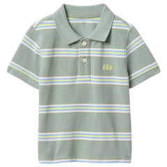 GAP Infants Striped Relaxed Fit Polo T-Shirt, Green, 2Y