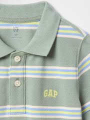 GAP Infants Striped Relaxed Fit Polo T-Shirt, Green, 2Y