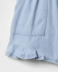 Girls' Mid-Rise Ruffle Detail Shorts, Blue, 5Y - Goyalsons ShopMax