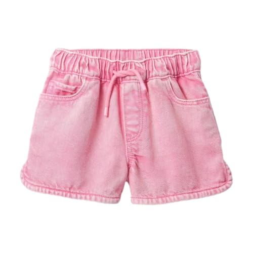 Girls' Denim Mid-Rise Shorts, Coral, 3Y