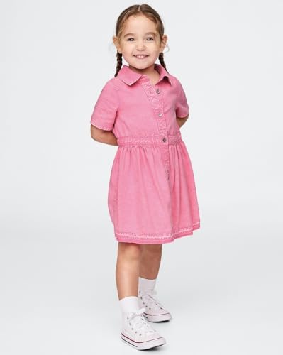 GAP Girls Half Sleeve Solid Dress, Pink, 3Y