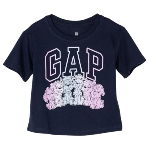 GAP Girls Brand Print Relaxed Fit Round-Neck T-Shirt, Navy, 2Y - Goyalsons ShopMax