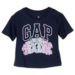 GAP Girls Brand Print Relaxed Fit Round-Neck T-Shirt, Navy, 2Y - Goyalsons ShopMax