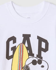 GAP Graphic Print Relaxed Fit Round-Neck T-Shirt, White, 5Y