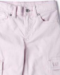 Girls Mid-Rise Straight Fit Cargo Pants, Purple, 14Y