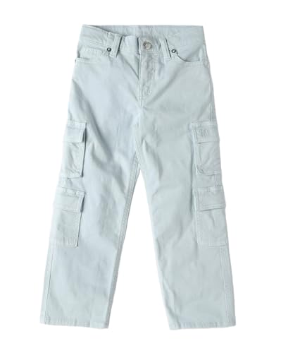 GAP Kids Girls Mid-Rise Straight Fit Cargo Pants, Lt. Blue,3Y