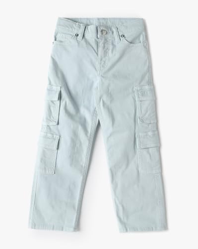 GAP Kids Girls Mid-Rise Straight Fit Cargo Pants, Lt. Blue,2Y - Goyalsons ShopMax