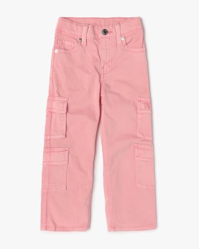 GAP Kids Girls Mid-Rise Straight Fit Cargo Pants, Pink,2Y