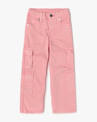 GAP Kids Girls Mid-Rise Straight Fit Cargo Pants, Pink,2Y