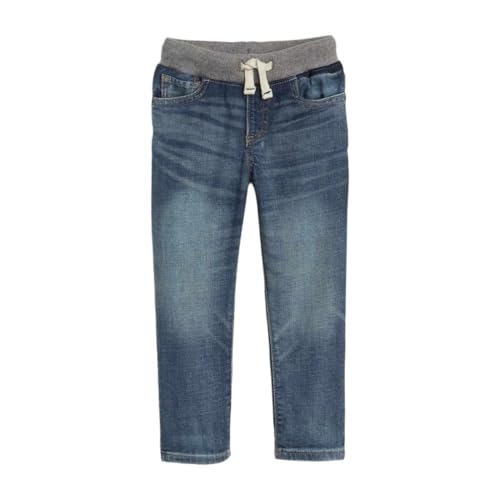 Boys Mid-Wash Slim-Fit Jeans, Blue, 2Y