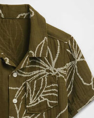 Boys' Floral Camp Collar Shirt, Olive, 3Y - Goyalsons ShopMax