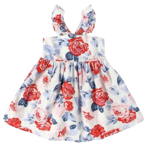 Girls' Floral Regular Fit Square Neck Dress, Multi, 2Y - Goyalsons ShopMax