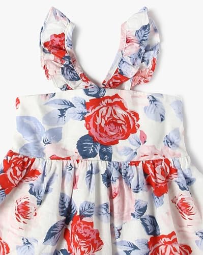 Girls' Floral Regular Fit Square Neck Dress, Multi, 2Y - Goyalsons ShopMax