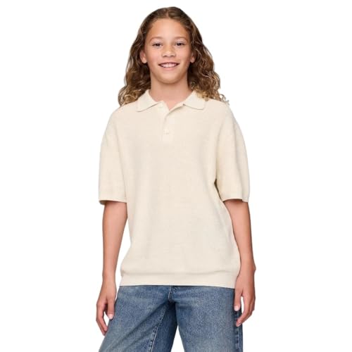 Boys' Regular Fit Polo T-Shirt, Off White, XXL