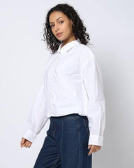 Women Loose Fit Shirt, White, M