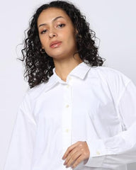 Women Loose Fit Shirt, White, M