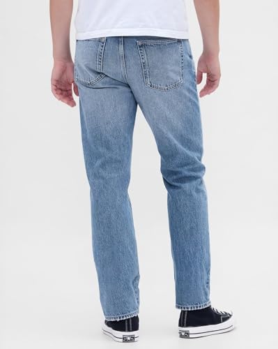 Mens Light-Wash Straight-Fit Jeans