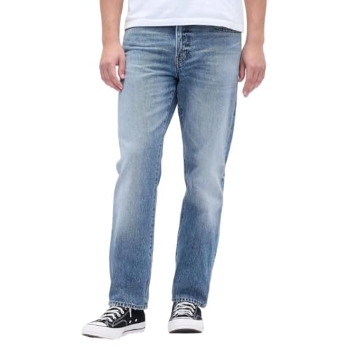Mens Light-Wash Straight-Fit Jeans