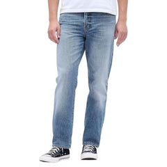 Mens Light-Wash Straight-Fit Jeans