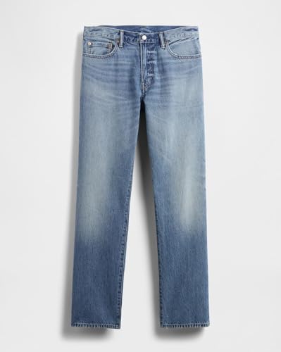 Mens Light-Wash Straight-Fit Jeans