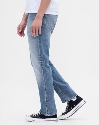 Mens Light-Wash Straight-Fit Jeans
