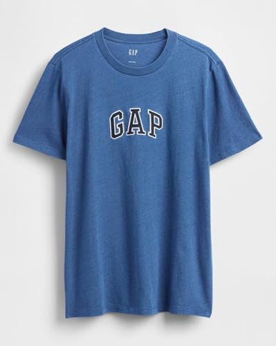 Men Embroidered Crew Neck T-Shirt, Indigo, M