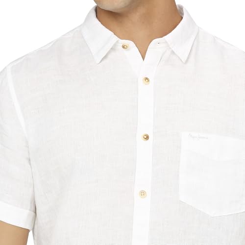 White Short Sleeve Pure Linen Shirt