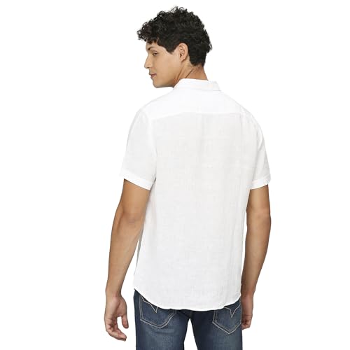 White Short Sleeve Pure Linen Shirt