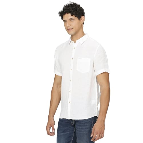 White Short Sleeve Pure Linen Shirt