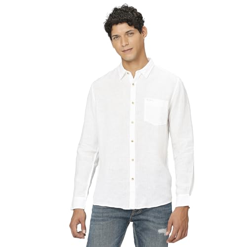 Men White Pure Linen Full Sleeve Shirt